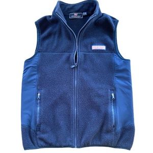 Vineyard Vines Boys Fleece Zip-Up Vest Blue Zipped Pockets Cozy Size Large Nice!